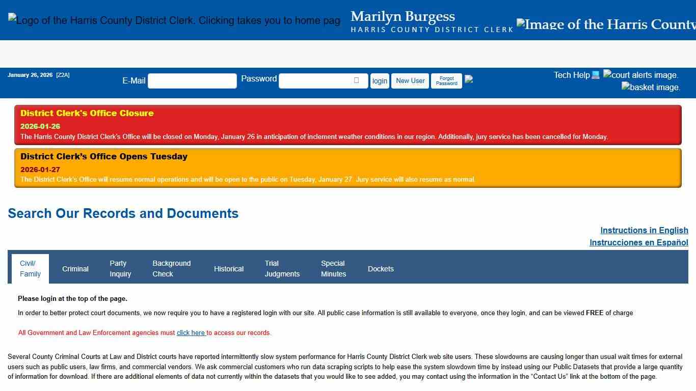 Office of Harris County District Clerk - Marilyn Burgess Search Our Records